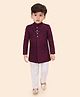 ETHNIKS NEURON Silk Woven Full Sleeves Sequin Embellished & Striped Kurta Pyjama Set With Mala - Maroon