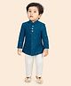 ETHNIKS NEURON Silk Woven Full Sleeves Sequins Embellished & Geometric Embroidered Kurta Pyjama Set - Blue