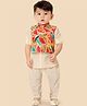 little desi  Cotton Silk Woven  Full Sleeves Solid Kurta & Pant Set With Geometric Printed Jacket - Off White