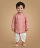 ETHNIKS NEURON Cotton Blend Woven Full Sleeves Circles Embroidered Kurta Pyjama Set - Pink