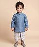 ETHNIKS NEURON Cotton Blend Woven Full Sleeves Circles Embroidered Kurta Pyjama Set - Blue