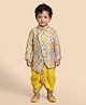 ETHNIKS NEURON Cotton Woven Full Sleeves Geometric Printed Dhoti Kurta Set - Gold