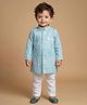 ETHNIKS NEURON Cotton Woven Full Sleeves Geometric Printed Kurta Pyjama Set - Blue