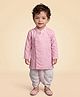 ETHNIKS NEURON Cotton Woven Full Sleeves Striped Dhoti Kurta Set - Pink
