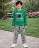 Unicorn Cotton Knit Full Sleeves Daddys Champion Text Printed Tee & Pajama Night Suit - Green & Grey