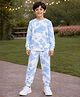 Unicorn Cotton Knit Full Sleeves Tie & Dye Coordinating Tee & Pajama Night Suit - Blue & White