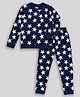 Unicorn Cotton Knit Full Sleeves Stars Printed Coordinating Tee & Pajama Night Suit - Navy Blue