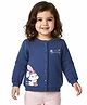 Doodle Poodle Looper Knit 100% Cotton Sweatshirt with Full Sleeves and Sweet Bunny & Text Print - Navy Blue