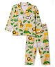 Babyhug Cotton Knit Full Sleeves Front Open Co-Ords Animals Printed Shirt & Pajama Night Suit - Beige