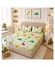 Morado Premium Glace Cotton Elastic Fitted Double Bedsheet for Double Bed | 72x78x8 Inches | with 2 Pillow Covers | Ultra Soft, Breathable & Skin Friendly | Cute Little Dino Print
