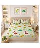 Morado Premium Glace Cotton Flat Double Bedsheet for Double Bed 90x100 Inches with 2 Pillow Covers | Soft, Breathable & Skin Friendly | Cute Little Dino Print