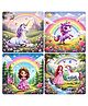 Fiddlys Single Layered Wooden Jigsaw Puzzle Games for Children & Kids - 9 Pieces Age 3 4 5 6 Years Old Girls & Boys Animals Jigsaw Puzzle (Pack of 4 Unicorn & Princess)