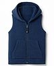 Babyhug Fleece Woven Sleeveless Hoodie - Navy BLue