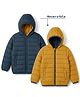 Babyhug Woven Full Sleeves Reversible Jackets with Hood - Navy & Mustard
