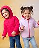 Babyhug Woven Full Sleeves Hooded Padded Solid Colour Reversible Jacket - Dark Pink & Lavender