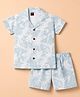 Radutu Cotton Woven Half Sleeves Floral Printed Co-Ords Shirt & Shorts Set - Light Blue