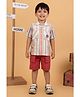 LITTLE COLLARS Cotton Woven Half Sleeves Striped Shirts &  Shorts Set - Cherry