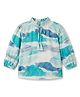 ISHTI Cotton Blend Woven Three Fourth Sleeves Sky Printed Top - Multi Colour