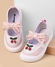Cute Walk by Babyhug Velcro Closure Casual Shoes With Bow & Cherry Applique - Pink