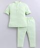 URBAN KOOL Cotton Linen Knit Full Sleeves Solid Kurta & Pajama Set - Green