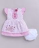 LITTLE 4EVER Knitted Knit Cap Sleeves Hearts Printed & Embroidered Dress With Bloomer - Mauve