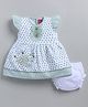 LITTLE 4EVER Knitted Knit Cap Sleeves Hearts Printed & Embroidered Dress With Bloomer - Green