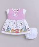 LITTLE 4EVER Knitted Knit Cap Sleeves Teddy Bear Applique Detailed Dress - Mauve