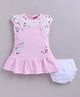 LITTLE 4EVER Knitted Knit Cap Sleeves Unicorn Printed & Textured Pinafore Style Dress With Bloomer - Pink