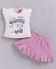 LITTLE 4EVER Knitted Knit Cap Sleeves Teddy & Bunnies Printed Top & Skirt Set - Mauve