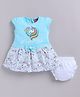 LITTLE 4EVER Knitted Knit Cap Sleeves Glitter Embellished & Unicorn Printed Dress - Green