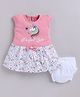 LITTLE 4EVER Knitted Knit Cap Sleeves Glitter Embellished & Unicorn Printed Dress - Peach