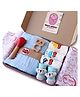 Minimavin 100% Organic Newborn Baby Essentials Gift Set | Safe Newborn Baby Gifts | Ideal for Baby Shower Gifts, Birthdays, 6 layer towel, burp cloth, wash cloth, Maracas, neemwood teether, rattle socks + Milestone cards,