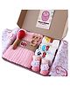 Minimavin 100% Organic Newborn Baby Essentials Gift Set | Safe Newborn Baby Gifts | Ideal for Baby Shower Gifts, Birthdays, 6 layer towel, burp cloth, wash cloth, Maracas, neemwood teether, rattle socks + Milestone cards,