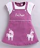 MELONI Knitted Knit Half Sleeves I M Magical Text Printed Pinafore Style Dress - Onion