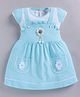 MELONI Knitted Knit Half Sleeves Floral Applique Detailed  Pinafore Style Dress - Light Blue