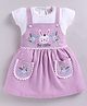 MELONI Knitted Knit Half Sleeves Bunny Embroidered Pinafore Style Dress - Purple