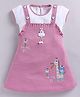MELONI Knitted Knit Half Sleeves Animals Embroidered Pinafore Style Dress - Onion