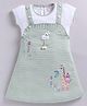 MELONI Knitted Knit Half Sleeves Animals Embroidered Pinafore Style Dress - Green