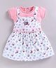 MELONI Knitted Knit Half Sleeves Bees Printed Pinafore Style Dress - Peach