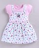 MELONI Knitted Knit Half Sleeves Bees Printed Pinafore Style Dress - Pink