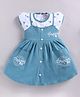 MELONI Knitted Knit Half Sleeves Dream Text Printed Pinafore Style Dress - Teal