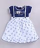 MELONI Knitted Knit Half Sleeves Bear Patch Detailed Pinafore Style Dress - Blue