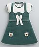 MELONI Knitted Knit Half Sleeves Bear Patch Detailed Pinafore Style Dress - Green