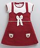 MELONI Knitted Knit Half Sleeves Bear Patch Detailed Pinafore Style Dress - Red