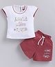 NEON Knitted Knit Half Sleeves You Are Beautiful Text & Floral  Printed Top & Shorts Set - Cherry