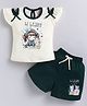 NEON Knitted Knit Half Sleeves Girl & Hi Beauty Text Printed Top & Shorts Set - Green
