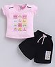 NEON Knitted Knit Half Sleeves Calendar Theme Printed Top & Shorts Set - Pink