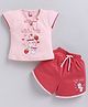NEON Knitted Knit Half Sleeves Hello Lovely Text Printed Top & Shorts Set - Pink