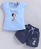 NEON Knitted Knit Half Sleeves My Love Text Printed Top & Shorts Set - Sky Blue