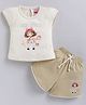 NEON Knitted Knit Half Sleeves Hello Lovely Text Printed Top & Shorts Set - Beige